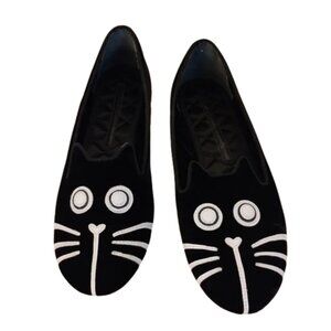 Marc Jacobs Vintage Y2K Rue Velvet Black Cat Ballet Flats EUC